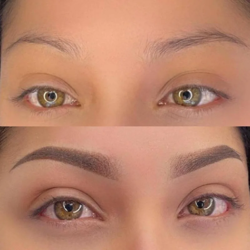 Microblading before and after — Dubai client