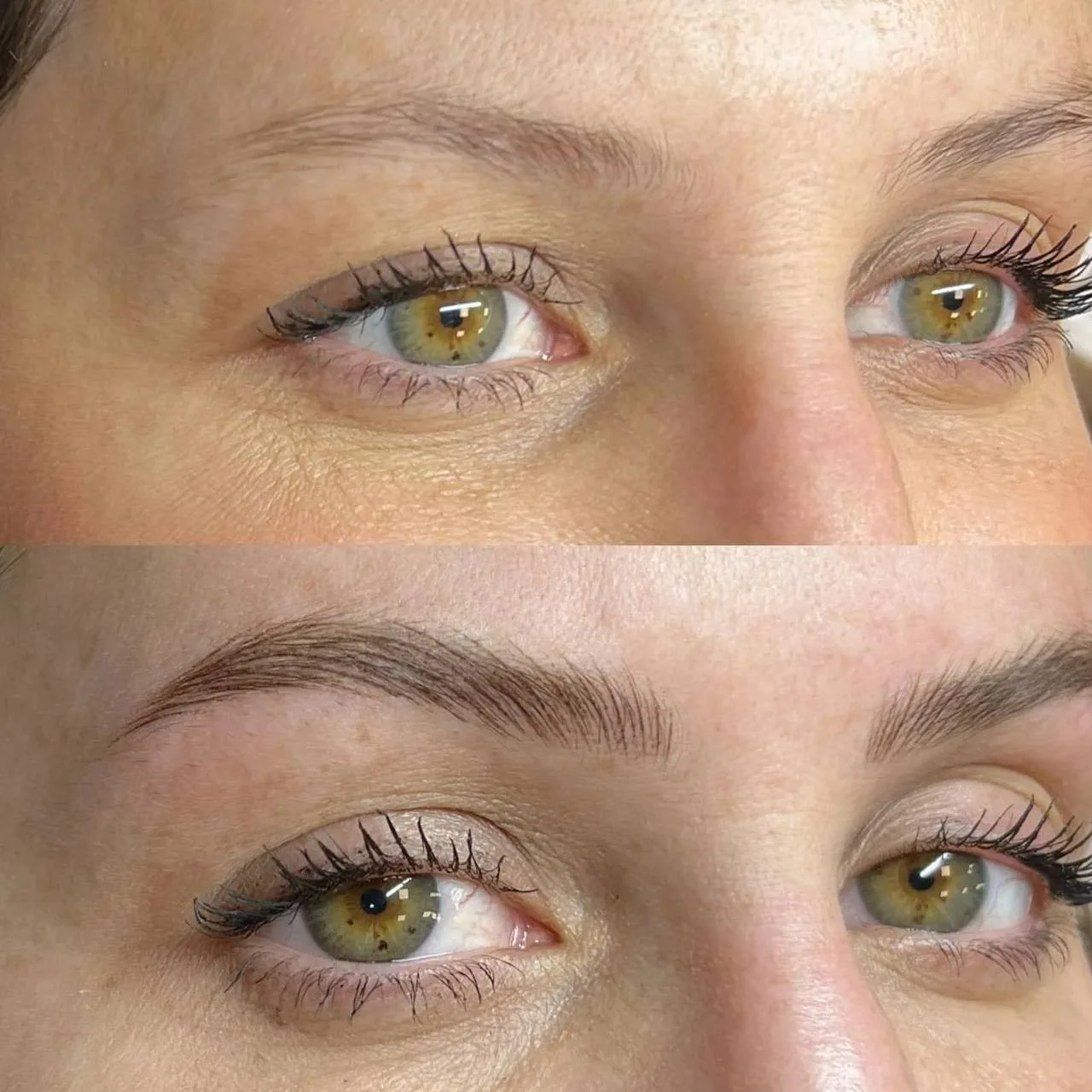 Powder brows before and after — Dubai client