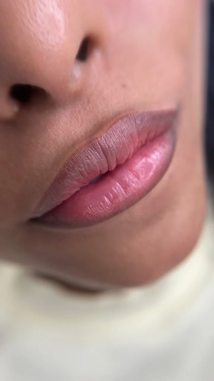 Ombre Lip Blush tattoo Dubai — deeper edge, lighter centre